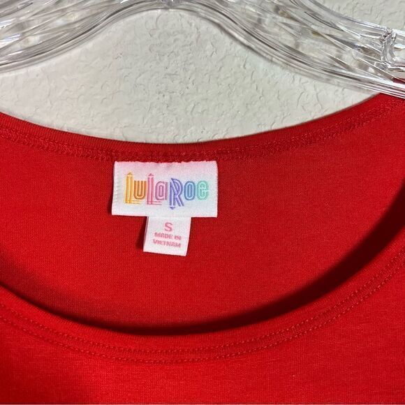 LulaRoe Red Cree Neck Short Sleeves High Low‎ Tee Womens Small - Picture 2 of 6